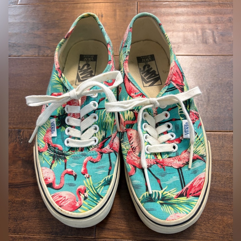 Vans Old Skool Flamingo Print Sneakers Authentic Van Doren Tropical Canvas Shoes - Picture 2 of 9